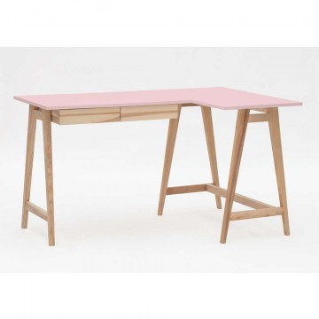 Γραφείο Luka Δεξιά Γωνία LUKAROFASH9 135x50x75cm Natural-Pink