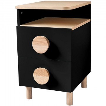 Bedside Table Dabi Left DABIBSTLBLACK 41x50x70cm Natural-Black
