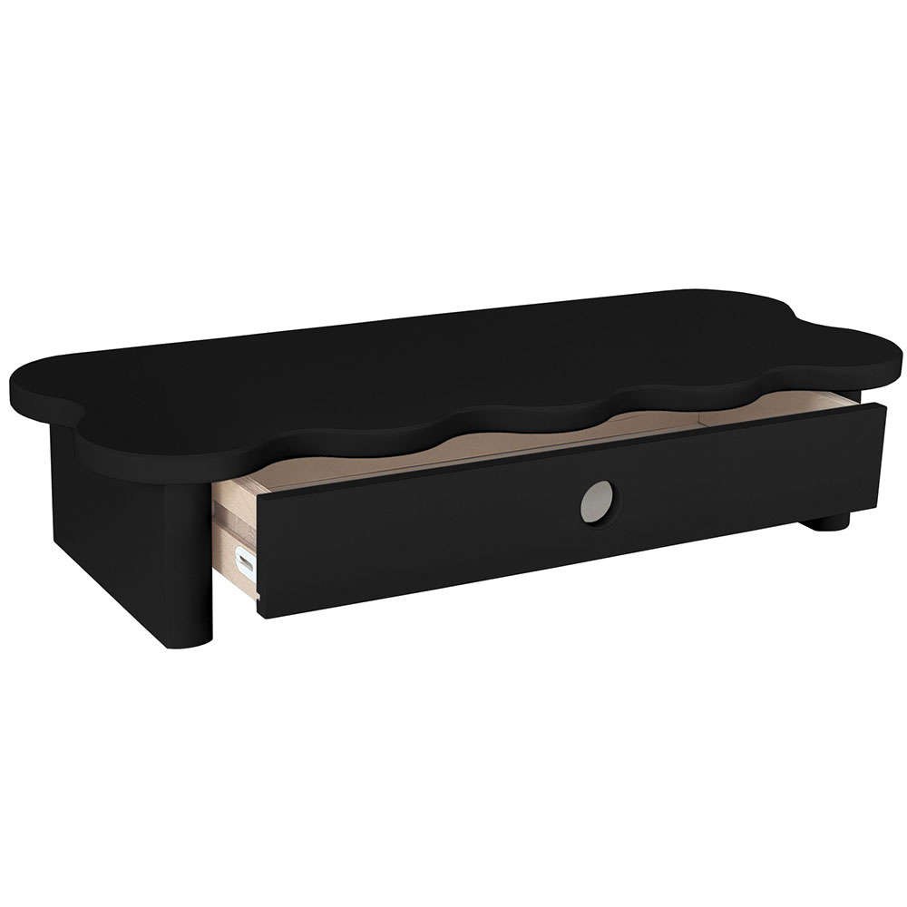 Βάση Στήριξης Οθόνης Με Συρτάρι Flower FLOWERMS1DBLACK 60x24x13cm Black