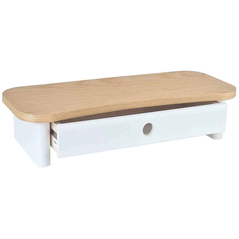Βάση Στήριξης Οθόνης Με Συρτάρι Jubi Curve JUBIMS1DCURVE1 60x24x13cm Natural-White