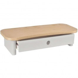 Monitor Stand With Drawer Jubi Curve JUBIMS1DCURVE8 60x24x13cm Natural-Pearl Grey NATURAL-GREY