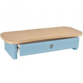 Monitor Stand With Drawer Jubi Curve JUBIMS1DCURVE13 60x24x13cm Natural-Light Blue NATURAL-LIGHT BLUE