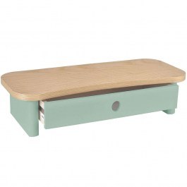 Monitor Stand With Drawer Jubi Curve JUBIMS1DCURVE17 60x24x13cm Natural-Sage Green SAGE GREEN-NATURAL