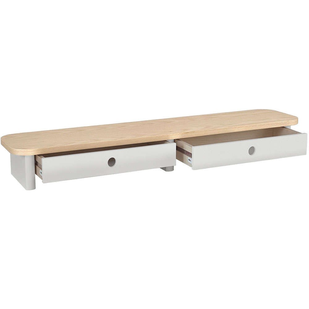 Βάση Στήριξης Οθόνης Με Συρτάρια Jubi JUBIMS2D8 109x24x13cm Natural-Pearl Grey