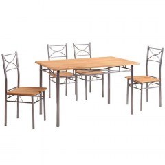 Τραπεζαρία Loreto (Σετ 5Τμχ) ΕΜ9792 120x70x74cm Silver-Natural