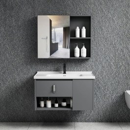Bathroom Furniture Set Idea-2 Mirror & Counter with Washbasin EN101.3 55x11x60/60x47x45cm Grey GREY