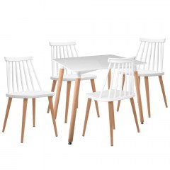 Τραπεζαρία Σετ 5Τμχ ΕΜ139,1S1 80x80x73/43x48x77cm Natural-White