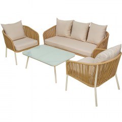 Σαλόνι Σετ Salsa Rope 4Τμχ Ε256,2 100x60x37/155x73x70/68x73x70cm Ecru