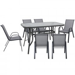 Τραπεζαρία Σετ Ριο 7Τμχ Ε250,50 160x90x71/55x74x91 Anthracite-Grey