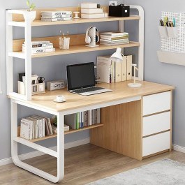 Computer Desk ΕΟ406.2 120x50x74/147cm Natural-White NATURAL-WHITE