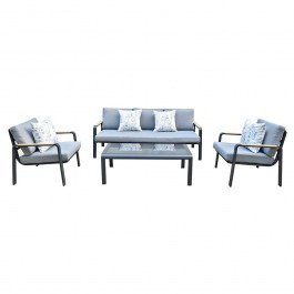 Σαλόνι Κήπου (Σετ 4Τμχ) Latino Ε6872,1 Black-Grey BLACK-GREY