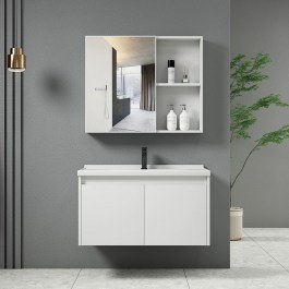 Bathroom Furniture Set Idea-1 Mirror Countertop with Washbasin ΕΝ100,1 55x11x60/60x47x45cm White WHITE