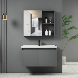 Bathroom Furniture Set Idea-1 Mirror Countertop with Washbasin EN100.3 55x11x60/60x47x45cm Grey GREY