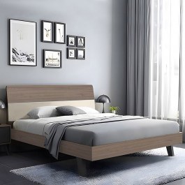 Double Vanity Bed (For Mattress 160x200cm) E7350.2 161x201x98cm Walnut-Ecru WALNUT-ECRU