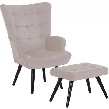 Armchair - Bergera With Footrest Lobby Ε7142,Β1 72x80x98cm Beige