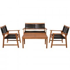 Σαλόνι Κήπου Spring (Σετ 4Τμχ) Ε235,1 Natural-Black