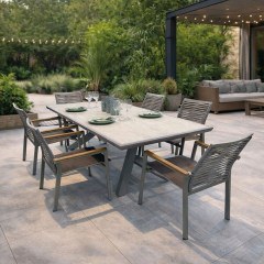 Garden Dining Set Sierra (Set 7Pcs) Ε6832,1S 210x97x74cm Ecru-Grey