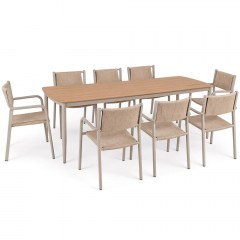 Garden Dining Set Denver Ε6760,1S (Set 9Pcs) 220x97x74cm Beige