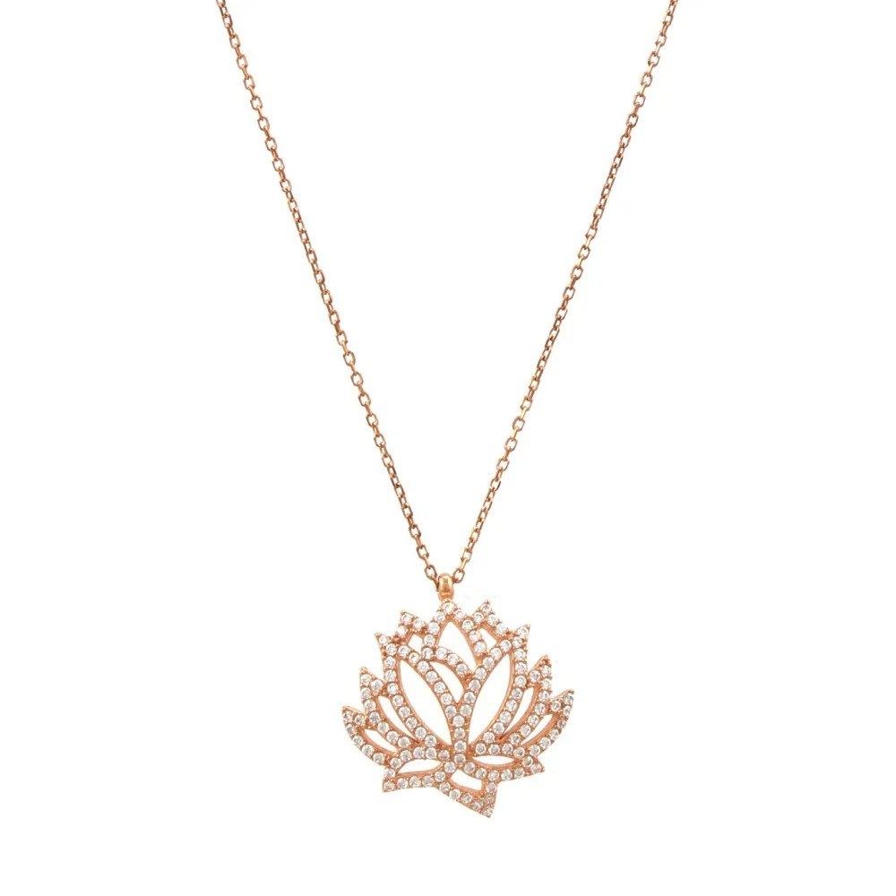 Κολιέ Ασημένιο Flower 132SDE3419 45cm rose gold - Heliophilia Silver.