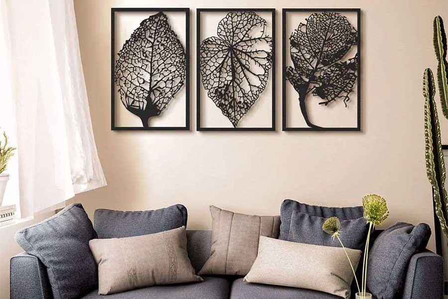 metallic wall decor with leaves