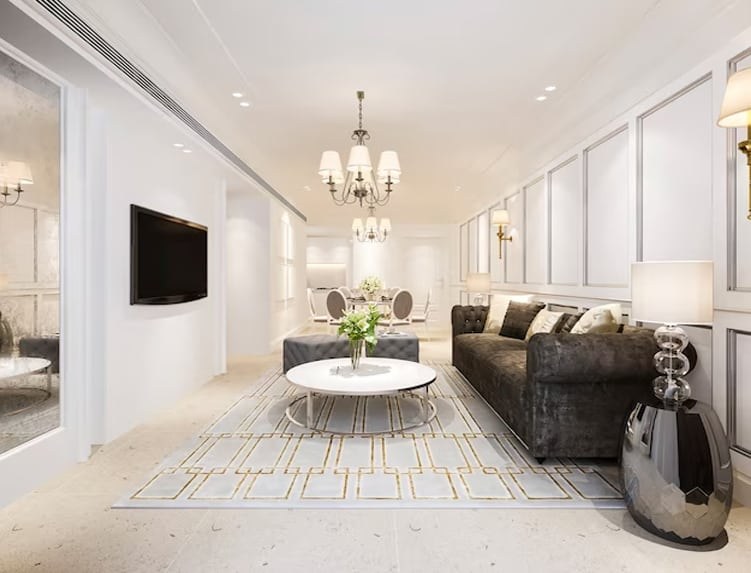 σαλόνι καναπές τραπεζάκι σκαμπώ